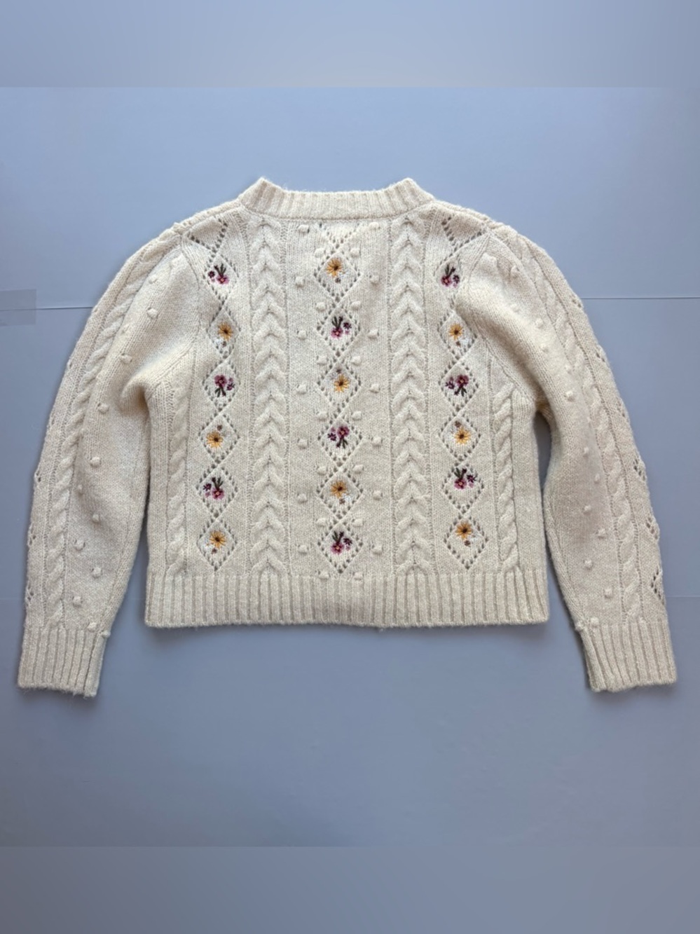Driftwood Wool Mohair Penny Sweater Cardigan Cream Bliss Embordered Cottagecore - Picture 3 of 14
